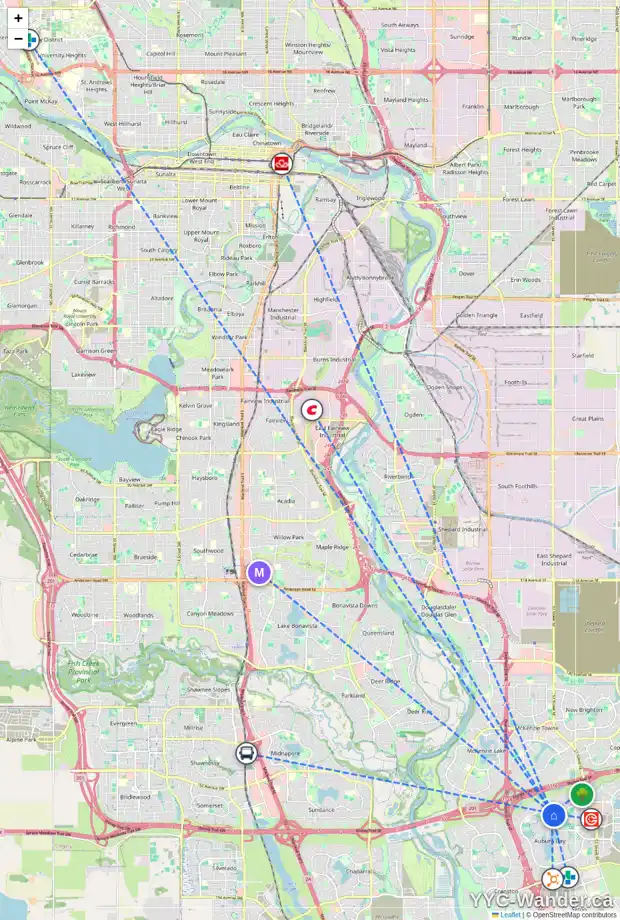 Daily accessibility map for 118 AUBURN GLEN CI SE, Calgary showing nearby schools, grocery stores, parks, LRT stations and nearby amenities