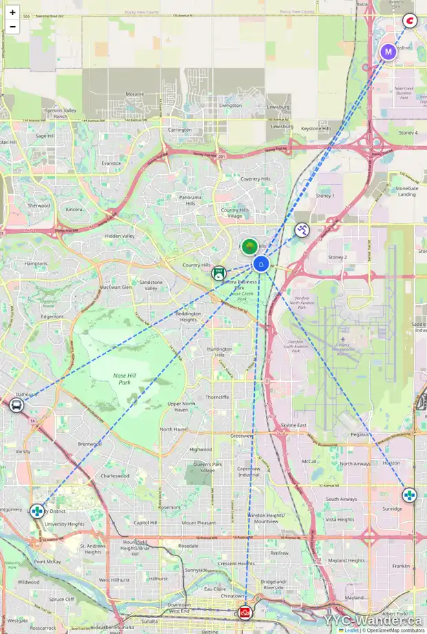 Daily accessibility map for 133 HARVEST GLEN PL NE, Calgary showing nearby schools, grocery stores, parks, LRT stations and nearby amenities
