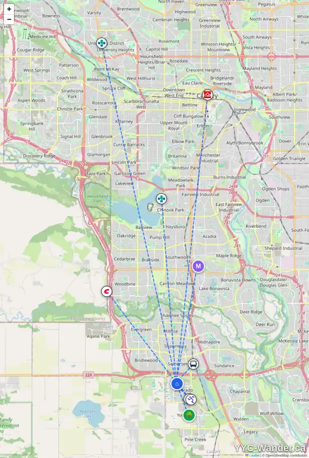 Daily accessibility map for 97 SILVERADO SKIES CR SW, Calgary showing nearby schools, grocery stores, parks, LRT stations and nearby amenities