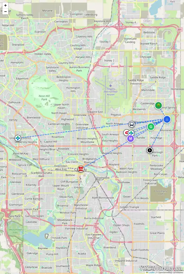 Daily accessibility map for 178 SARATOGA CL NE, Calgary showing nearby schools, grocery stores, parks, LRT stations and nearby amenities