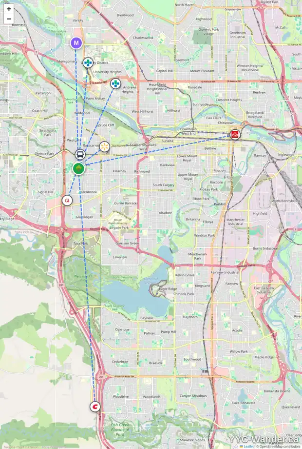 Daily accessibility map for 139 GATEWAY PL SW, Calgary showing nearby schools, grocery stores, parks, LRT stations and nearby amenities
