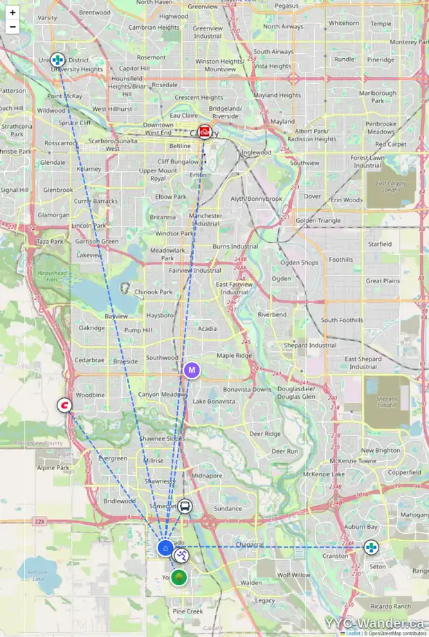 Daily accessibility map for 206 SILVERADO BANK CI SW, Calgary showing nearby schools, grocery stores, parks, LRT stations and nearby amenities