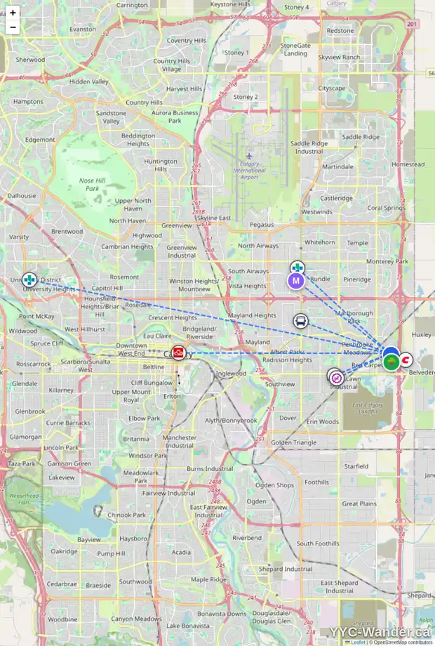 Daily accessibility map for 50 APPLEMEAD CO SE, Calgary showing nearby schools, grocery stores, parks, LRT stations and nearby amenities