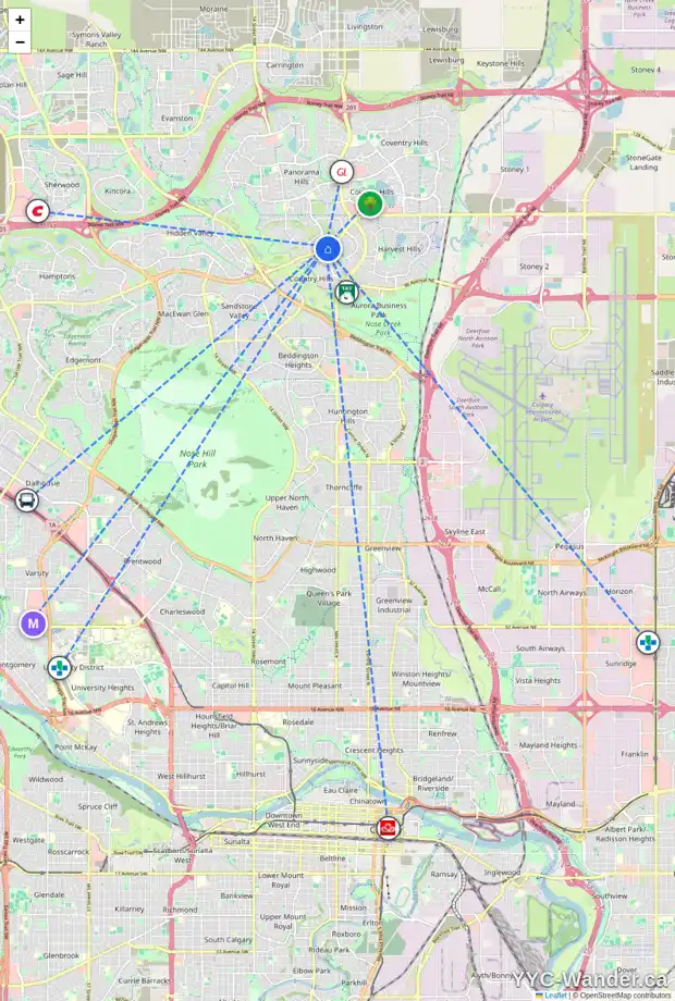 Daily accessibility map for 158 PANORAMA HILLS PL NW, Calgary showing nearby schools, grocery stores, parks, LRT stations and nearby amenities
