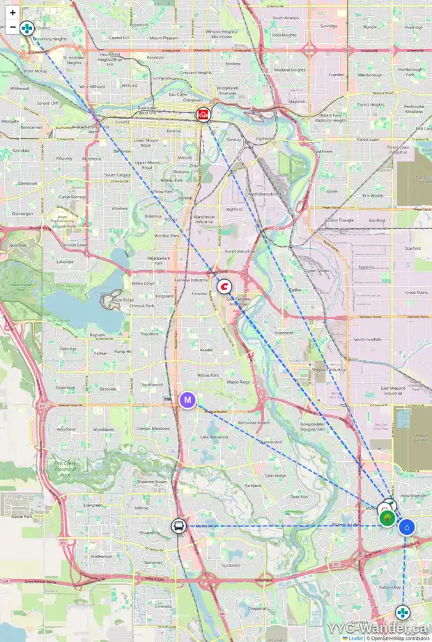 Daily accessibility map for 228 ELGIN MEADOWS GD SE, Calgary showing nearby schools, grocery stores, parks, LRT stations and nearby amenities