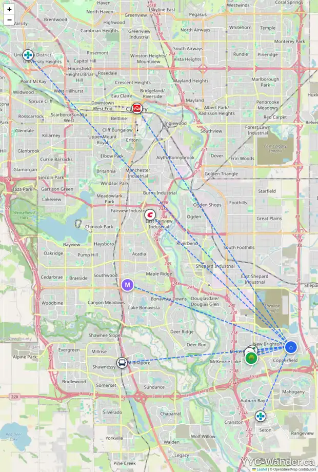 Daily accessibility map for 710 COPPERPOND CI SE, Calgary showing nearby schools, grocery stores, parks, LRT stations and nearby amenities