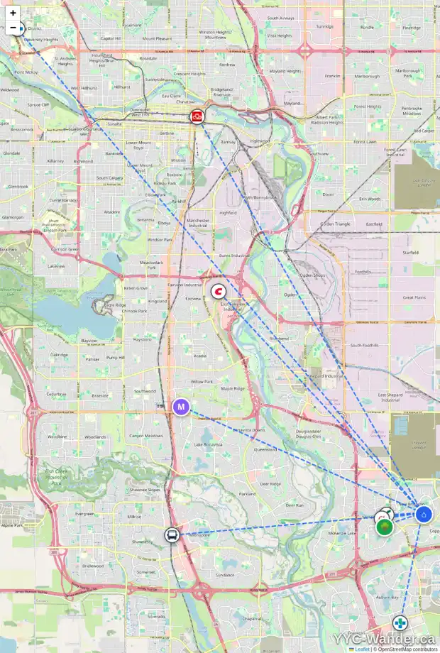 Daily accessibility map for 47 BRIGHTONWOODS CR SE, Calgary showing nearby schools, grocery stores, parks, LRT stations and nearby amenities