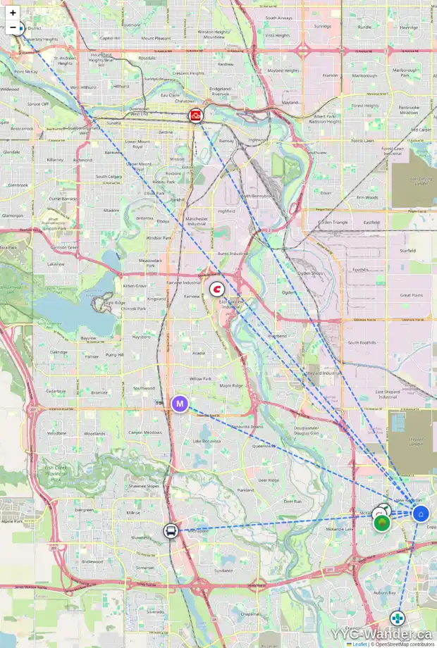 Daily accessibility map for 7 BRIGHTONWOODS CR SE, Calgary showing nearby schools, grocery stores, parks, LRT stations and nearby amenities