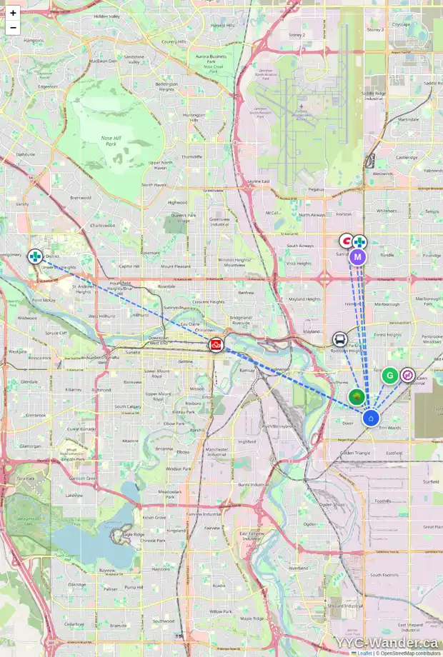 Daily accessibility map for 60 DOVER MEADOW CL SE, Calgary showing nearby schools, grocery stores, parks, LRT stations and nearby amenities