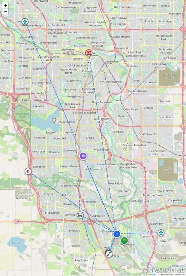 Daily accessibility map for 132 CHAPARRAL VALLEY TC SE, Calgary showing nearby schools, grocery stores, parks, LRT stations and nearby amenities