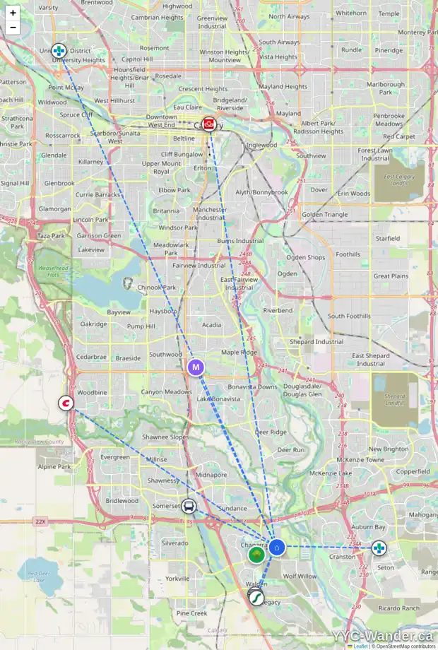 Daily accessibility map for 30 CHAPARRAL VALLEY PL SE, Calgary showing nearby schools, grocery stores, parks, LRT stations and nearby amenities