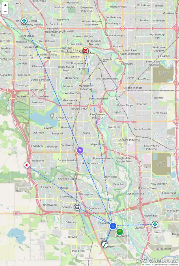 Daily accessibility map for 262 CHAPARRAL VALLEY TC SE, Calgary showing nearby schools, grocery stores, parks, LRT stations and nearby amenities