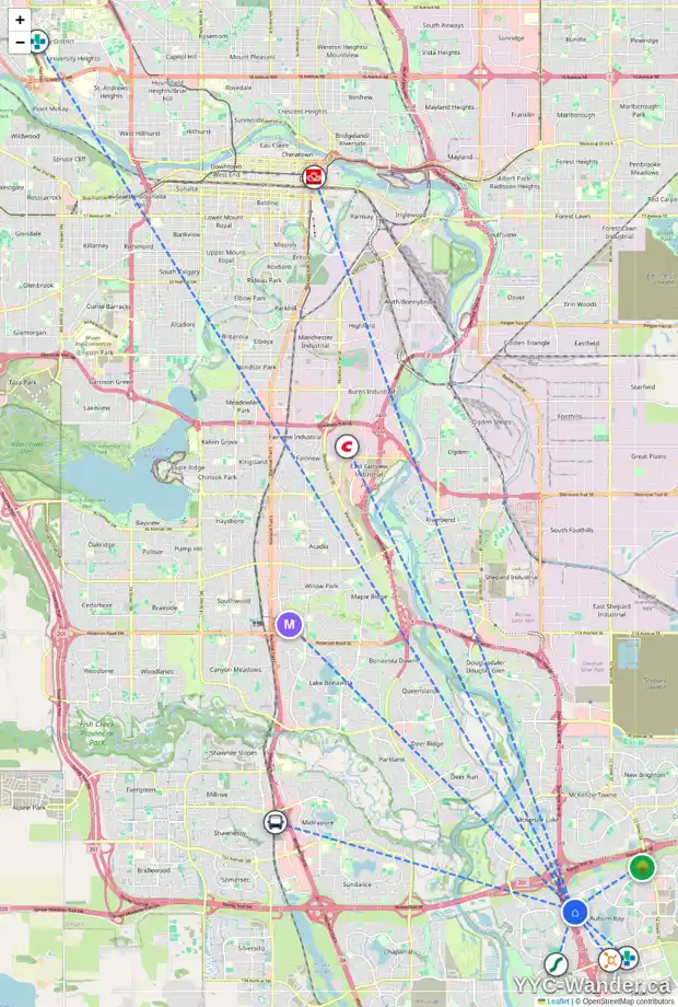 Daily accessibility map for 31 AUTUMN VW SE, Calgary showing nearby schools, grocery stores, parks, LRT stations and nearby amenities