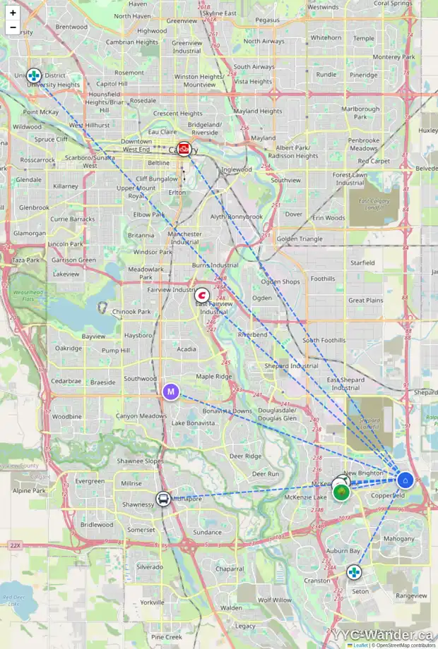 Daily accessibility map for 217 COPPERSTONE GD SE, Calgary showing nearby schools, grocery stores, parks, LRT stations and nearby amenities