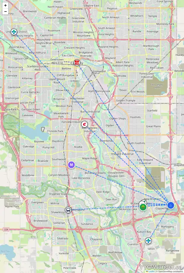 Daily accessibility map for 67 COPPERSTONE DR SE, Calgary showing nearby schools, grocery stores, parks, LRT stations and nearby amenities