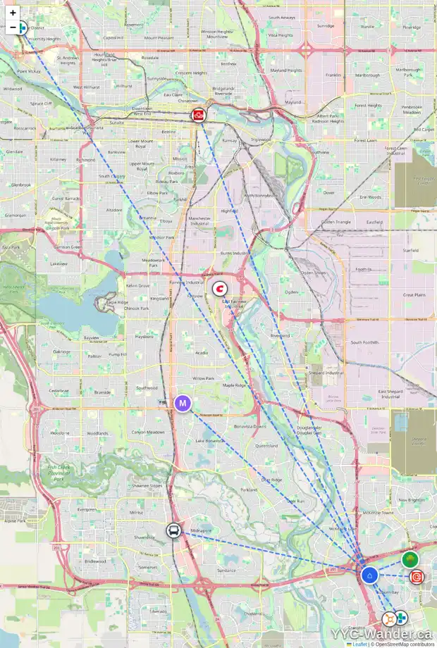 Daily accessibility map for 163 AUTUMN CR SE, Calgary showing nearby schools, grocery stores, parks, LRT stations and nearby amenities