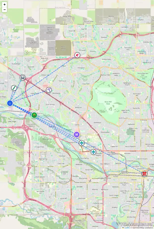 Daily accessibility map for 376 TUSCANY ESTATES RI NW, Calgary showing nearby schools, grocery stores, parks, LRT stations and nearby amenities
