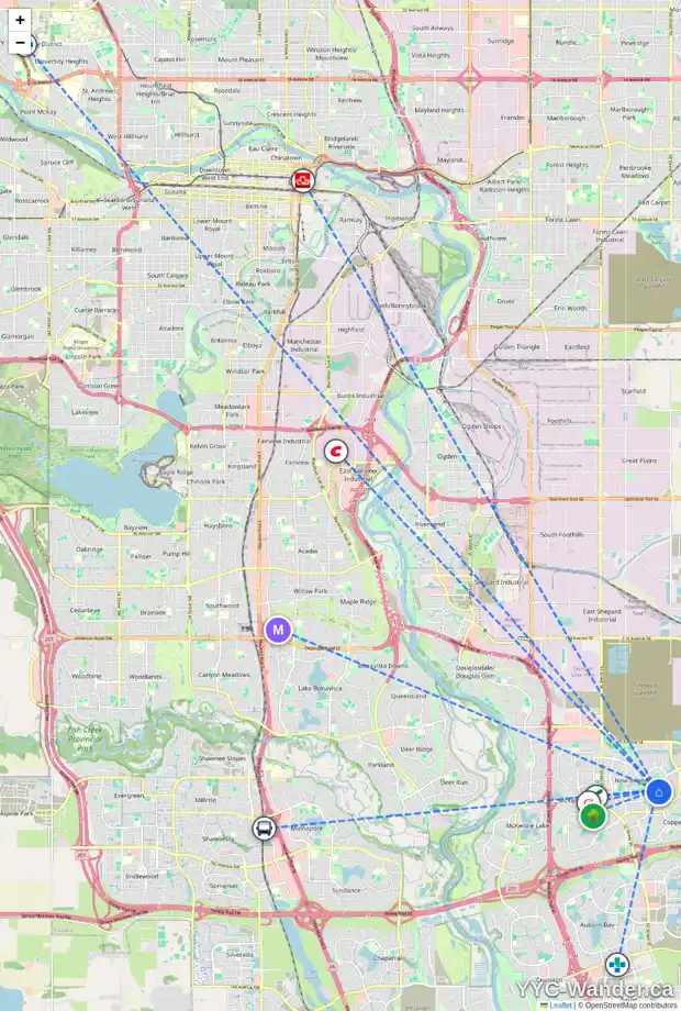 Daily accessibility map for 210 BRIGHTONWOODS GD SE, Calgary showing nearby schools, grocery stores, parks, LRT stations and nearby amenities