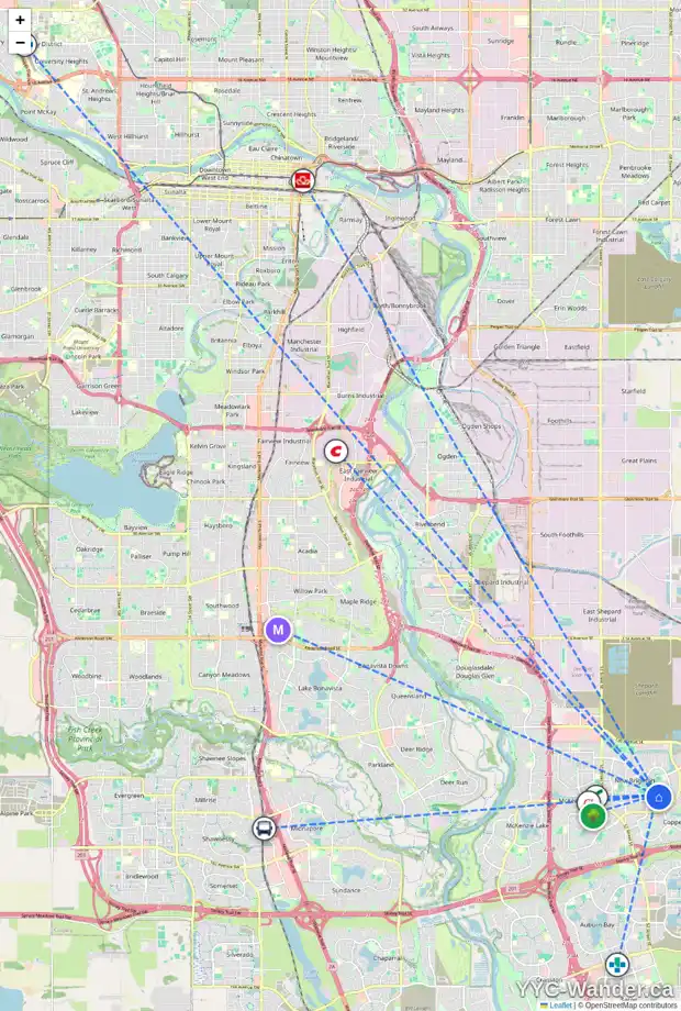 Daily accessibility map for 35 BRIGHTONWOODS GV SE, Calgary showing nearby schools, grocery stores, parks, LRT stations and nearby amenities
