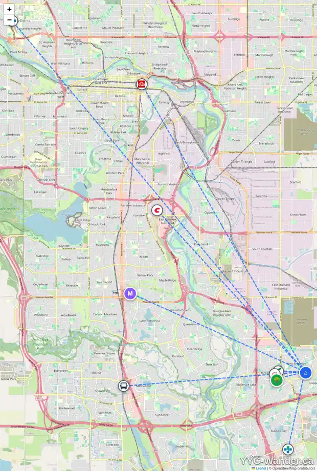 Daily accessibility map for 4 BRIGHTONWOODS GV SE, Calgary showing nearby schools, grocery stores, parks, LRT stations and nearby amenities