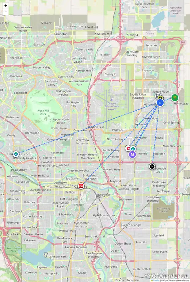 Daily accessibility map for 11 TARACOVE ESTATE DR NE, Calgary showing nearby schools, grocery stores, parks, LRT stations and nearby amenities