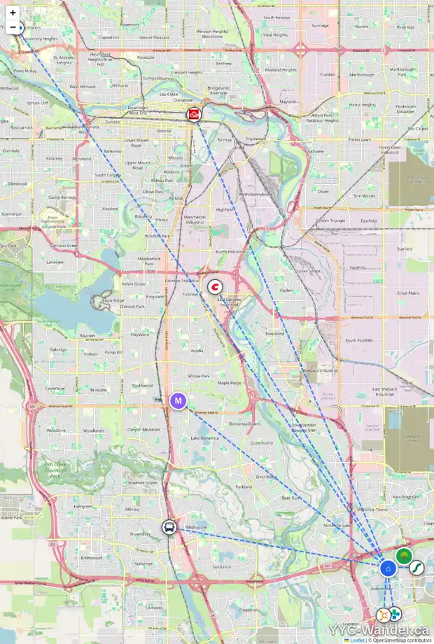 Daily accessibility map for 35 AUBURN GLEN LN SE, Calgary showing nearby schools, grocery stores, parks, LRT stations and nearby amenities