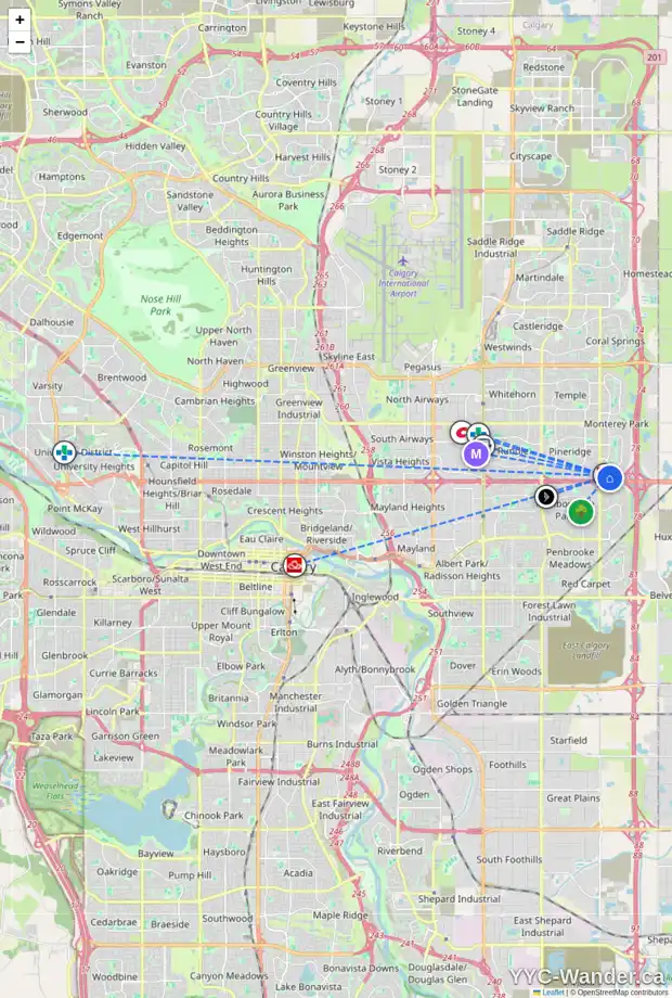 Daily accessibility map for 84 ELDORADO CL NE, Calgary showing nearby schools, grocery stores, parks, LRT stations and nearby amenities