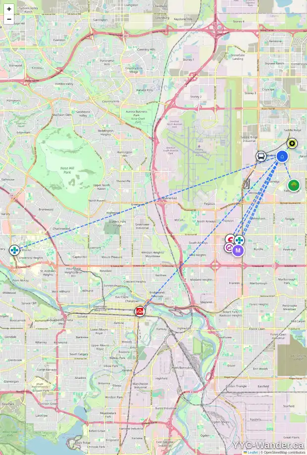 Daily accessibility map for 263 MARTINDALE DR NE, Calgary showing nearby schools, grocery stores, parks, LRT stations and nearby amenities