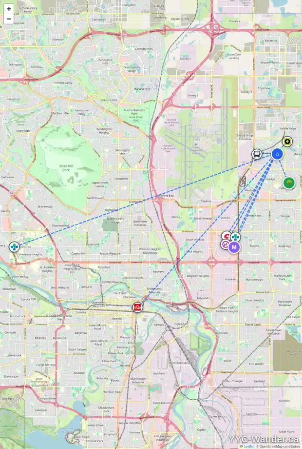 Daily accessibility map for 275 MARTINDALE DR NE, Calgary showing nearby schools, grocery stores, parks, LRT stations and nearby amenities
