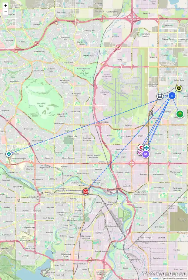 Daily accessibility map for 295 MARTINDALE DR NE, Calgary showing nearby schools, grocery stores, parks, LRT stations and nearby amenities
