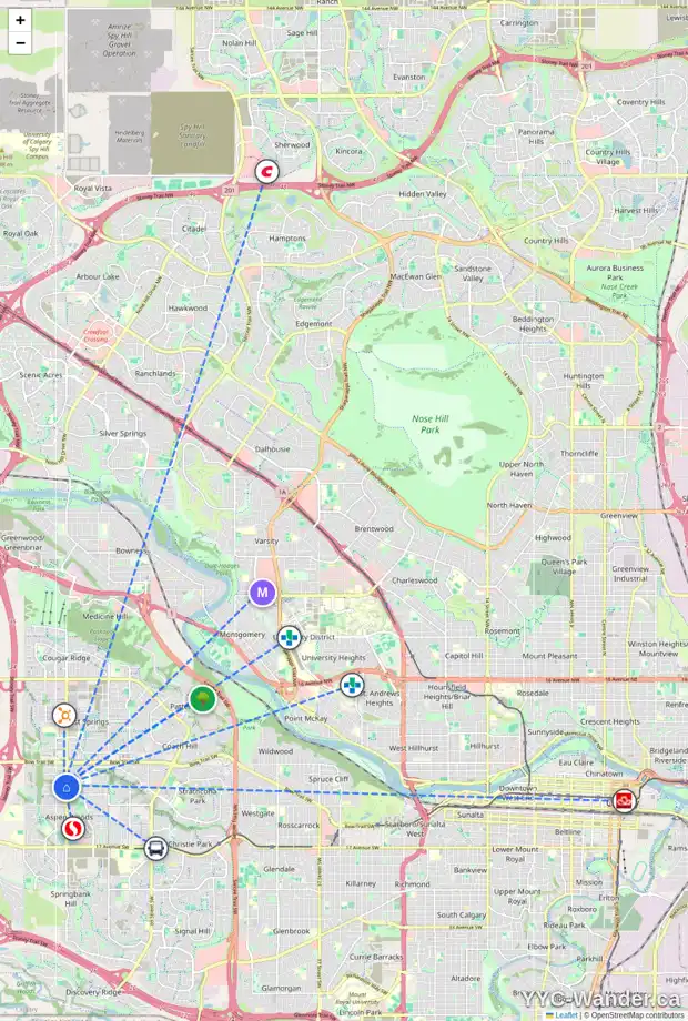 Daily accessibility map for 250 ASPEN STONE PL SW, Calgary showing nearby schools, grocery stores, parks, LRT stations and nearby amenities