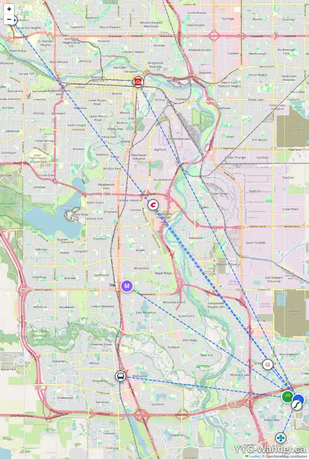 Daily accessibility map for 21 MAHOGANY TC SE, Calgary showing nearby schools, grocery stores, parks, LRT stations and nearby amenities