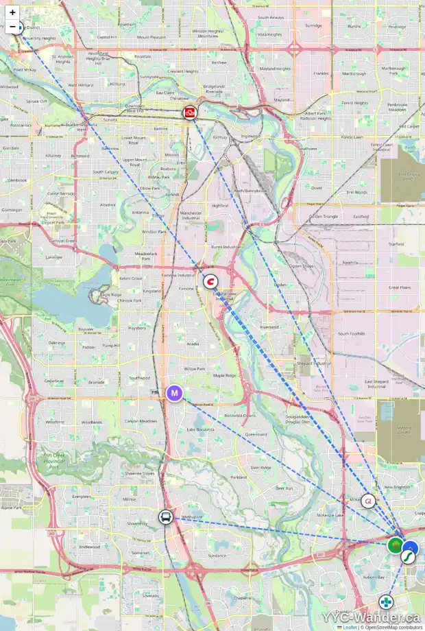 Daily accessibility map for 41 MAHOGANY TC SE, Calgary showing nearby schools, grocery stores, parks, LRT stations and nearby amenities