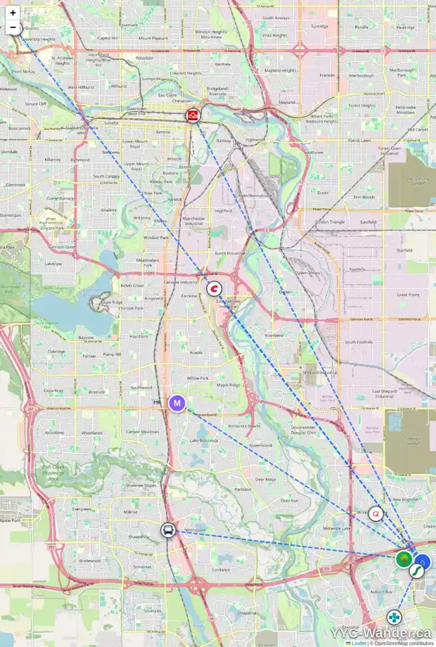 Daily accessibility map for 24 MAHOGANY HE SE, Calgary showing nearby schools, grocery stores, parks, LRT stations and nearby amenities