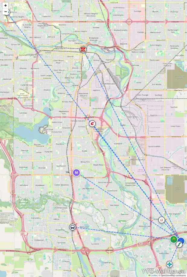 Daily accessibility map for 42 MAHOGANY TC SE, Calgary showing nearby schools, grocery stores, parks, LRT stations and nearby amenities