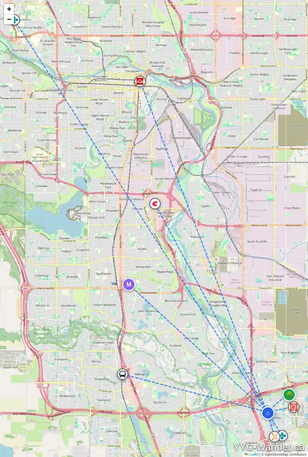 Daily accessibility map for 39 AUBURN SOUND CI SE, Calgary showing nearby schools, grocery stores, parks, LRT stations and nearby amenities