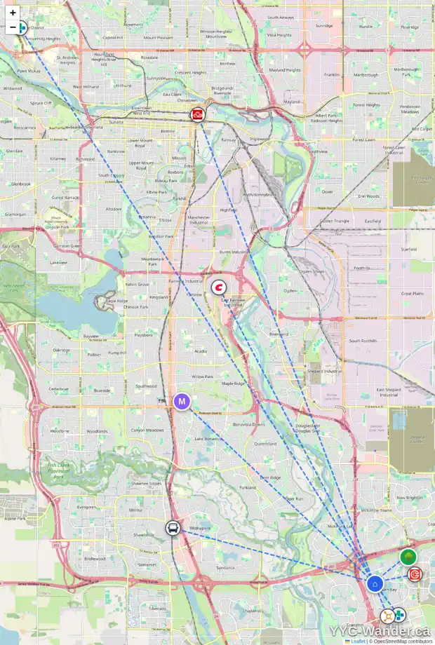 Daily accessibility map for 79 AUBURN SOUND CI SE, Calgary showing nearby schools, grocery stores, parks, LRT stations and nearby amenities