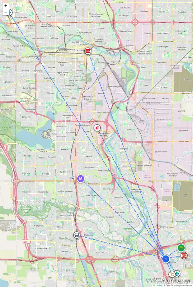 Daily accessibility map for 107 AUBURN SOUND CI SE, Calgary showing nearby schools, grocery stores, parks, LRT stations and nearby amenities