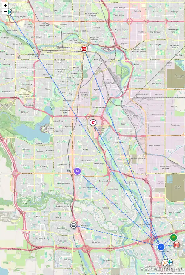 Daily accessibility map for 183 AUBURN SOUND CI SE, Calgary showing nearby schools, grocery stores, parks, LRT stations and nearby amenities