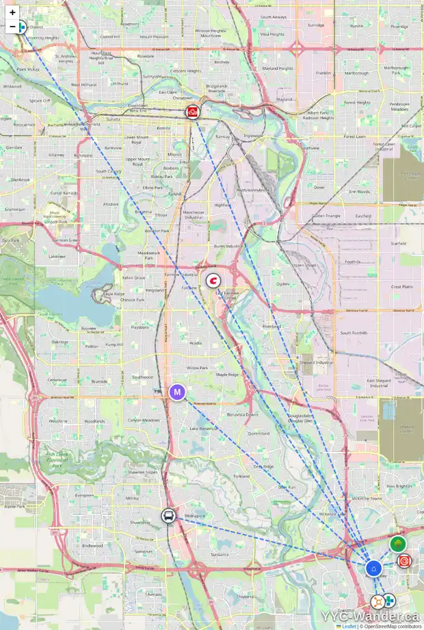 Daily accessibility map for 164 AUBURN SOUND MR SE, Calgary showing nearby schools, grocery stores, parks, LRT stations and nearby amenities