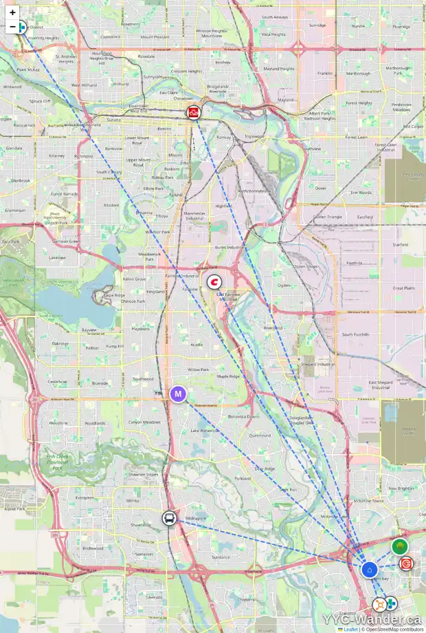 Daily accessibility map for 156 AUBURN SOUND CI SE, Calgary showing nearby schools, grocery stores, parks, LRT stations and nearby amenities