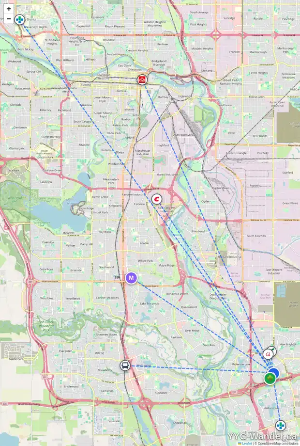 Daily accessibility map for 49 ELGIN MEADOWS LI SE, Calgary showing nearby schools, grocery stores, parks, LRT stations and nearby amenities