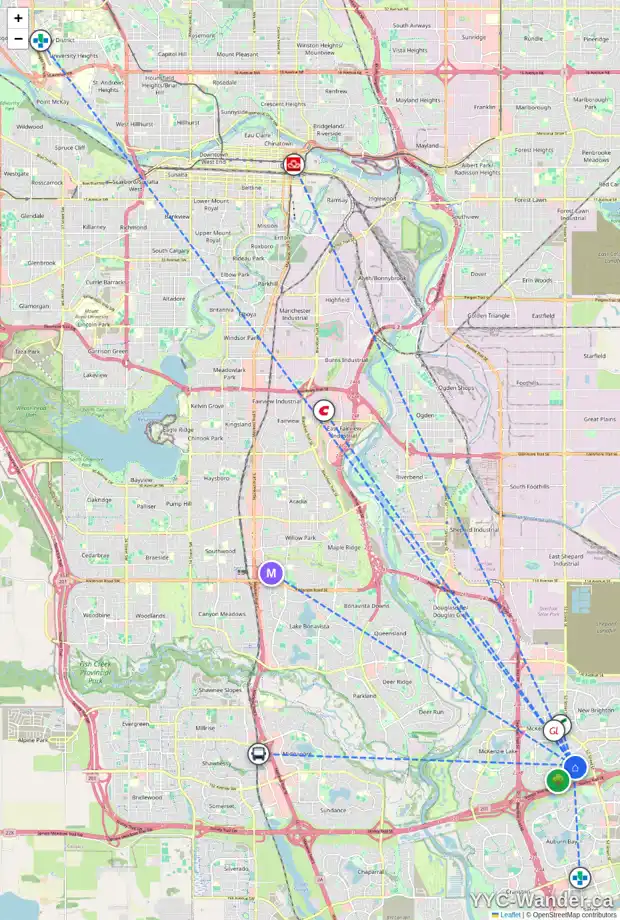 Daily accessibility map for 6 ELGIN MEADOWS RD SE, Calgary showing nearby schools, grocery stores, parks, LRT stations and nearby amenities
