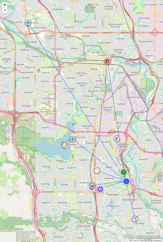 Daily accessibility map for 10719 MAPLESHIRE CR SE, Calgary showing nearby schools, grocery stores, parks, LRT stations and nearby amenities