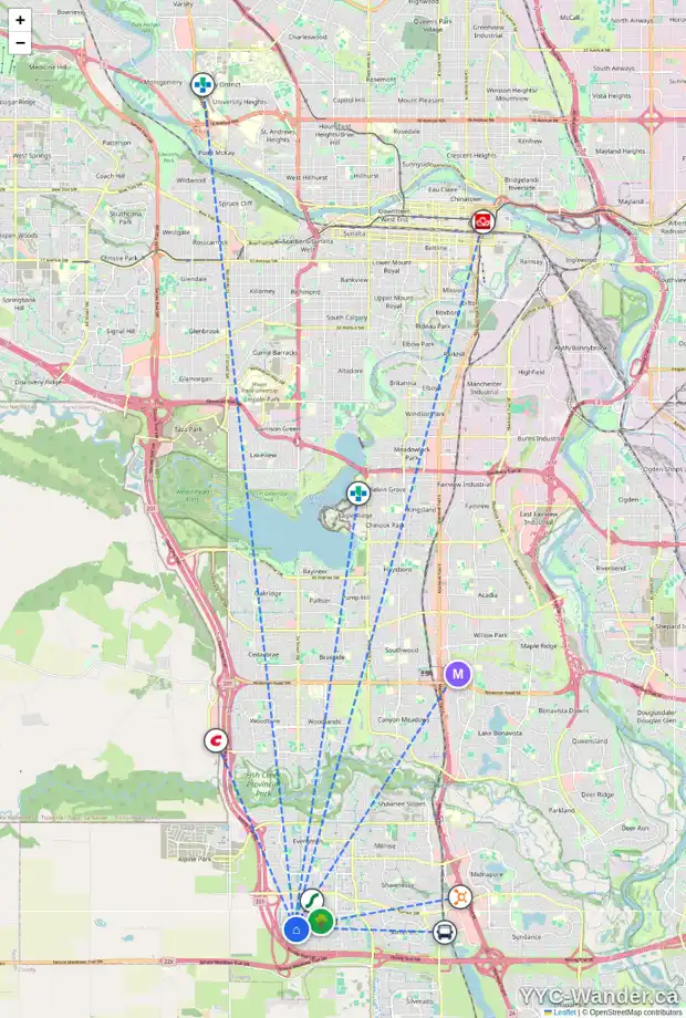 Daily accessibility map for 4202 16969 24 ST SW, Calgary showing nearby schools, grocery stores, parks, LRT stations and nearby amenities
