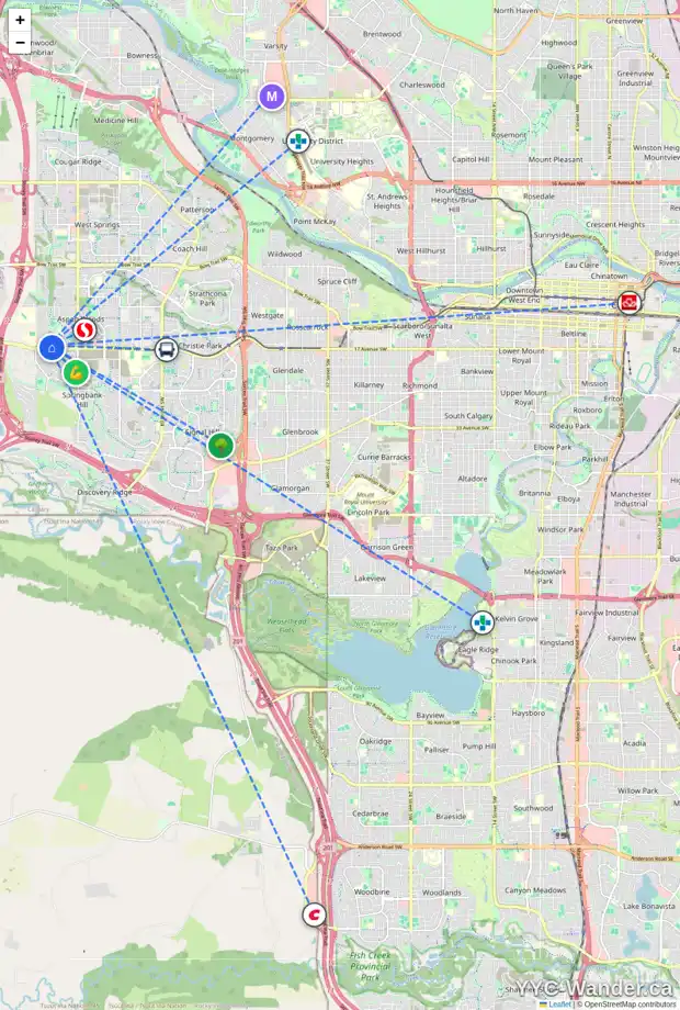 Daily accessibility map for 177 ASPEN HILLS VI SW, Calgary showing nearby schools, grocery stores, parks, LRT stations and nearby amenities