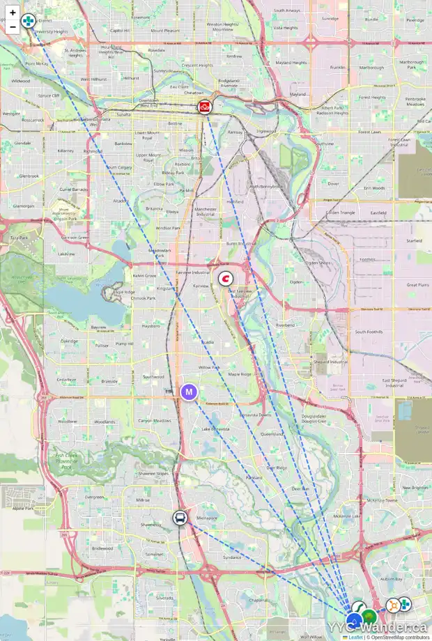 Daily accessibility map for 270 CRANARCH CI SE, Calgary showing nearby schools, grocery stores, parks, LRT stations and nearby amenities