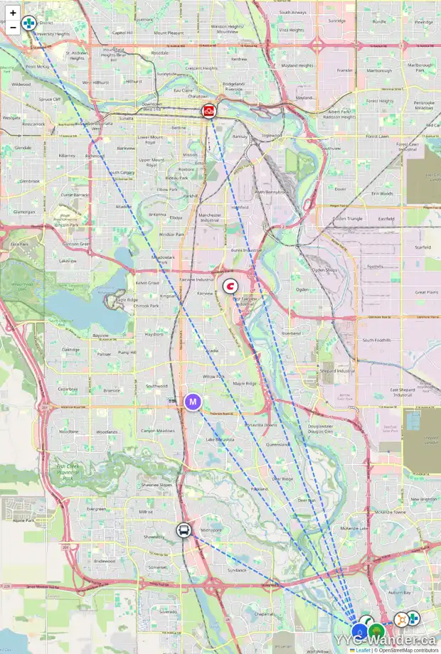 Daily accessibility map for 49 CRANARCH CO SE, Calgary showing nearby schools, grocery stores, parks, LRT stations and nearby amenities
