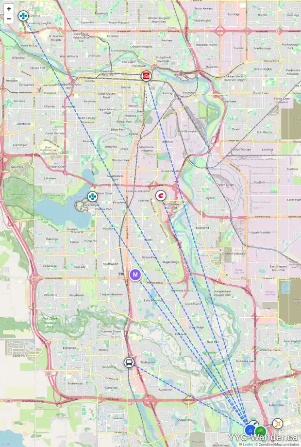 Daily accessibility map for 122 CRANARCH CI SE, Calgary showing nearby schools, grocery stores, parks, LRT stations and nearby amenities