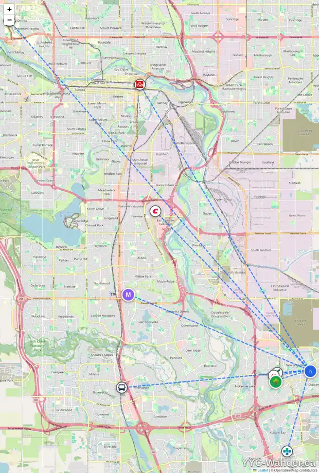 Daily accessibility map for 98 BRIGHTONWOODS GV SE, Calgary showing nearby schools, grocery stores, parks, LRT stations and nearby amenities